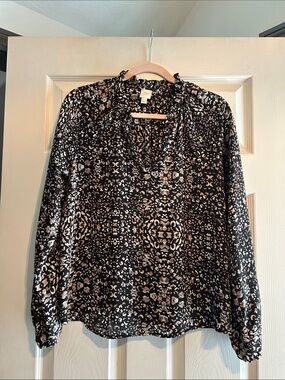Women's Roan & Ryan Black and Beige Animal Print Blouse